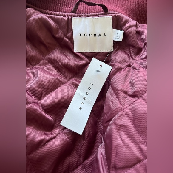 Top Man Burgundy Bomber Varsity Jacket - Picture 8 of 15
